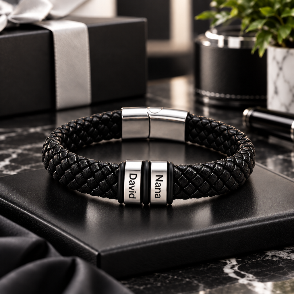 To My Husband Personalized Steel Beads Leather Bracelet - A Gift He Will Never Forget