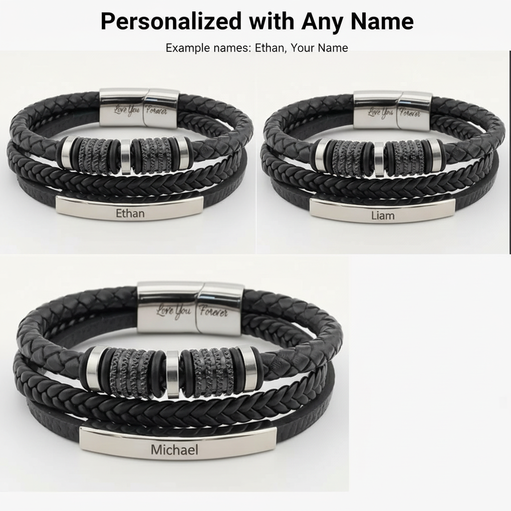 To My Man Personalized Name Leather Bracelet - A Gift He Will Never Forget