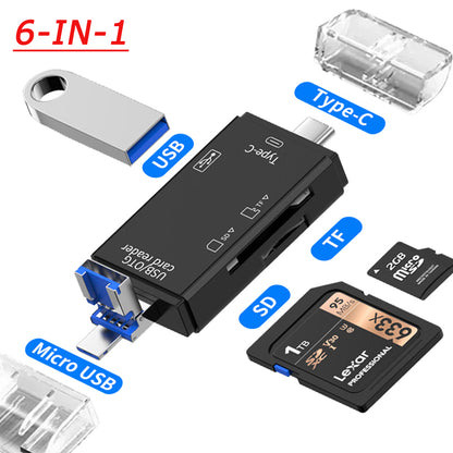 6 in 1 Card Reader for Android Mobile Phone and MacBook/Laptop