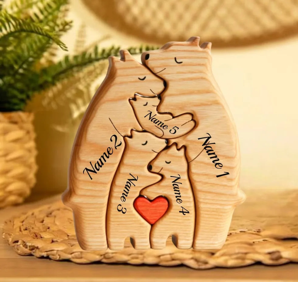 💥45% OFF💥  Personalized Bear Family Wooden Puzzle