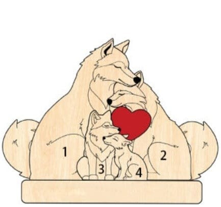 Personalized Wooden Wolf Family Puzzle