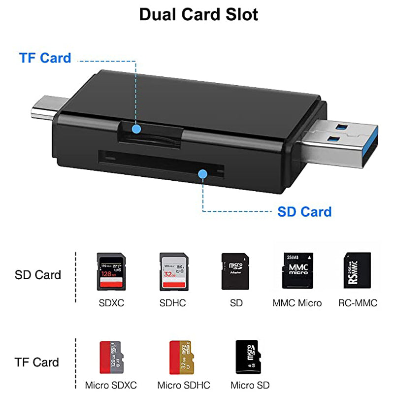 6 in 1 Card Reader for Android Mobile Phone and MacBook/Laptop