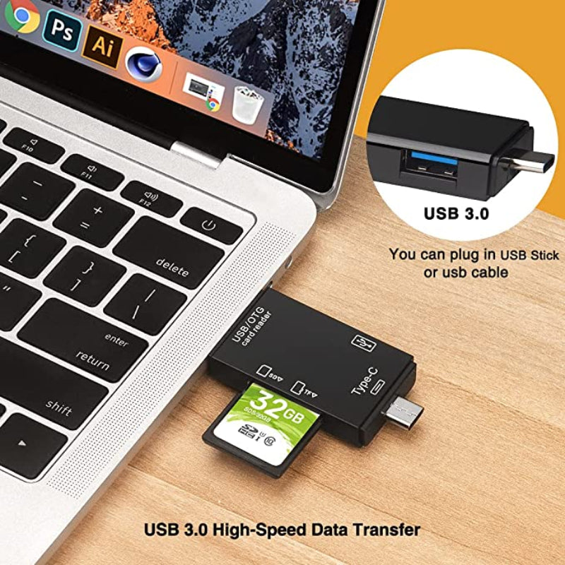 6 in 1 Card Reader for Android Mobile Phone and MacBook/Laptop