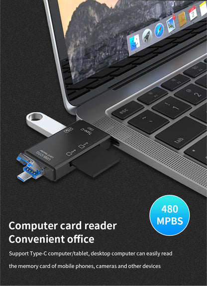 6 in 1 Card Reader for Android Mobile Phone and MacBook/Laptop