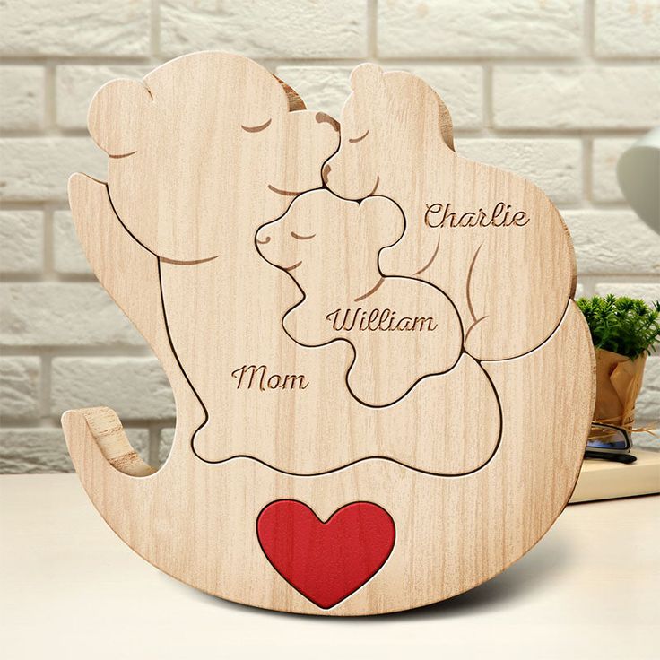 💥R190 OFF💥 Personalized Single Parent Bear Carving