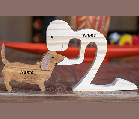 Personalized Wooden Human & Dog Breed Carving Gift Set.