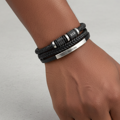 To My Husband Personalized Clan Names Leather Bracelet - A Gift He Will Never Forget