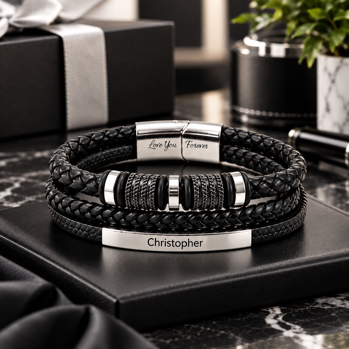 To My Man Personalized Name Leather Bracelet - A Gift He Will Never Forget