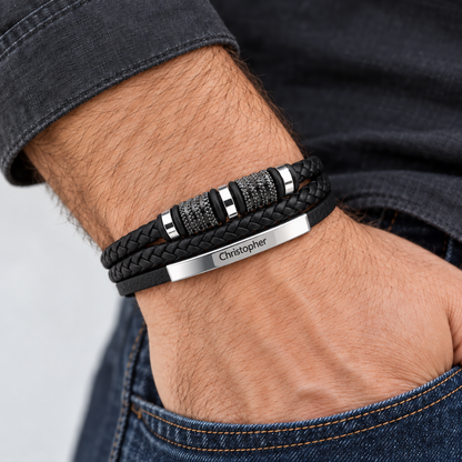 To My Husband Personalized  Leather Bracelet - A Gift He Will Never Forget