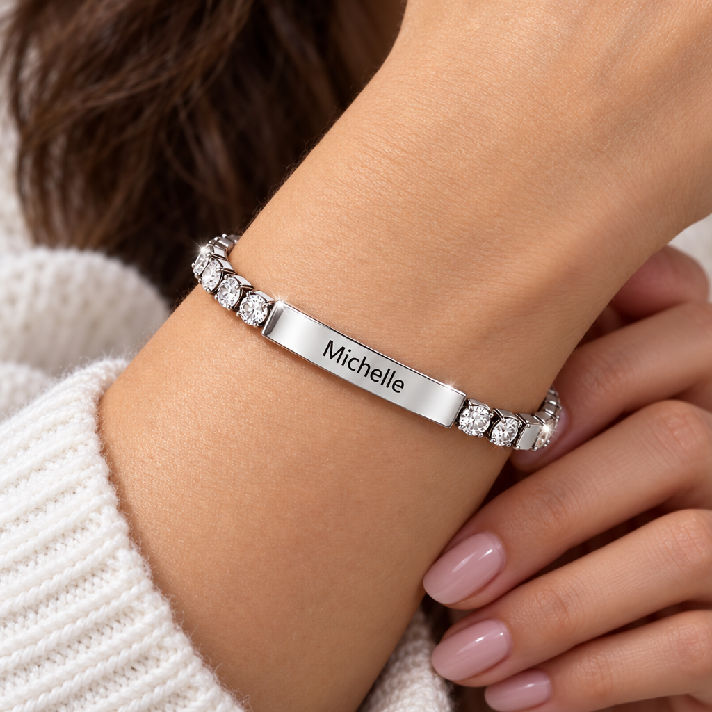 From Dad To  Daughter — Personalized Name Zircon Tennis Adjustable Bracelet Gift Set