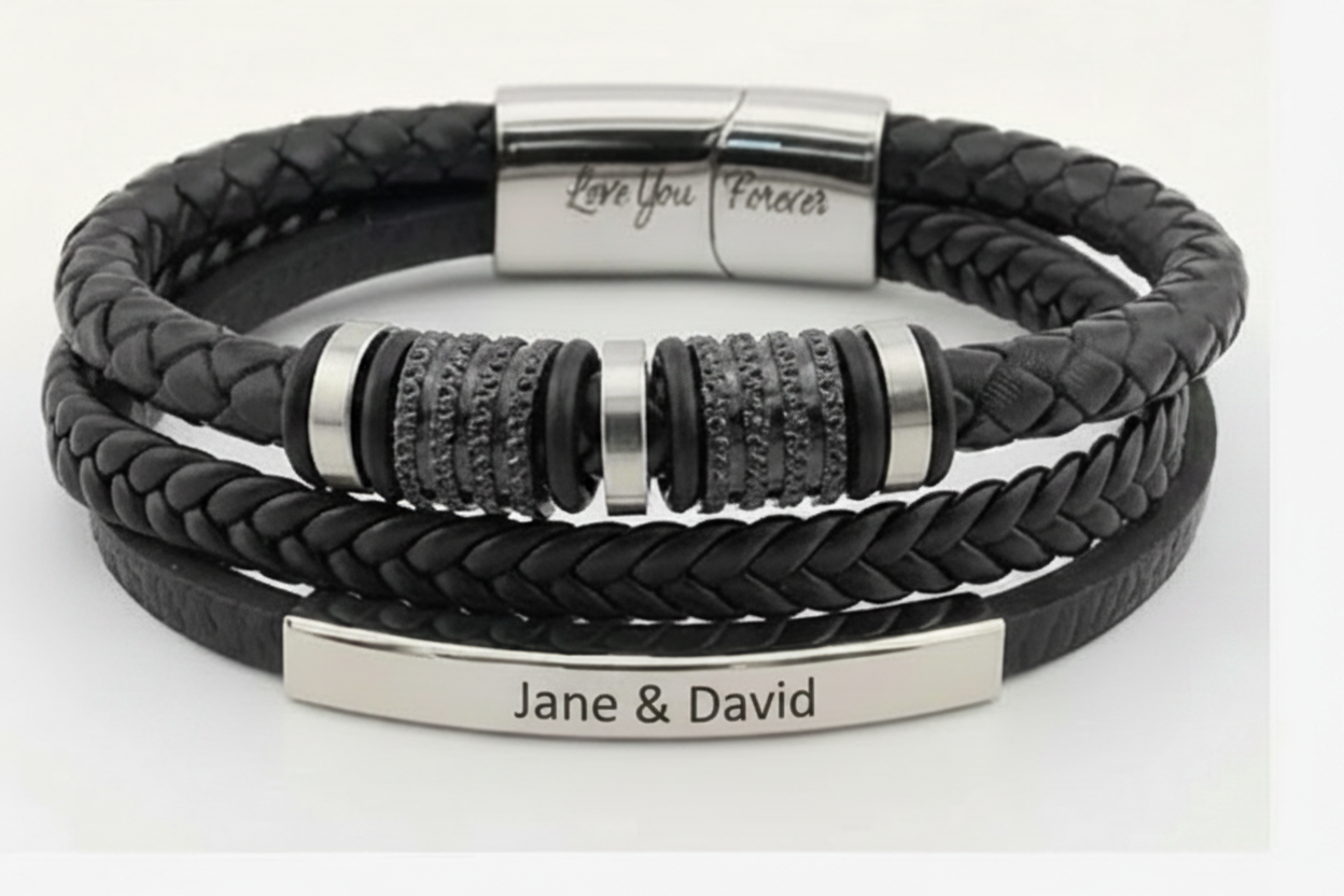 To My Husband Personalized  Leather Bracelet - A Gift He Will Never Forget