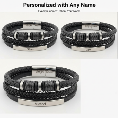 To My Man Personalized Name Leather Bracelet - A Gift He Will Never Forget