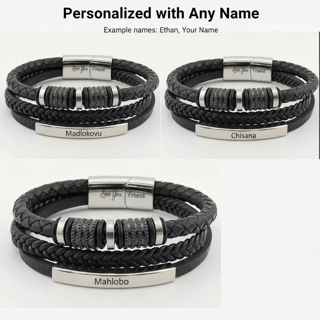 To My Husband Personalized Clan Names Leather Bracelet - A Gift He Will Never Forget