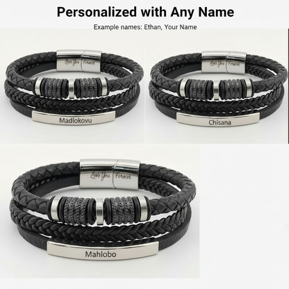 To My Husband Personalized Clan Names Leather Bracelet - A Gift He Will Never Forget