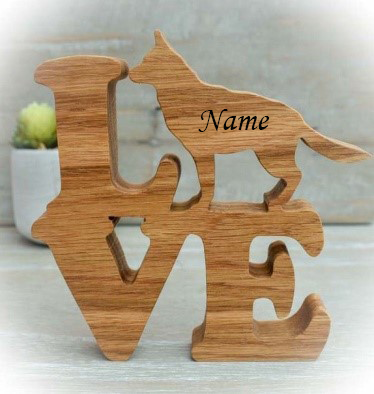 German Shepherd Wooden Love Sign