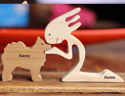 Personalized Wooden Human & Dog Breed Carving Gift Set.