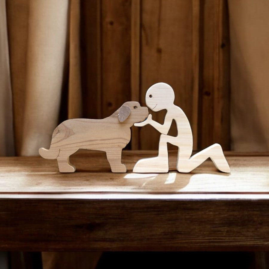 🔥35% OFF🔥 Personalized Wooden Human & Dog Carving Gift Set.