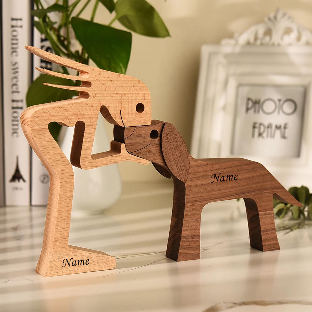 🔥35% OFF🔥 Personalized Wooden Human & Dog Carving Gift Set.