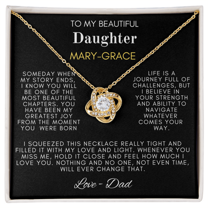 To My Beautiful Daughter Love Knot Necklace