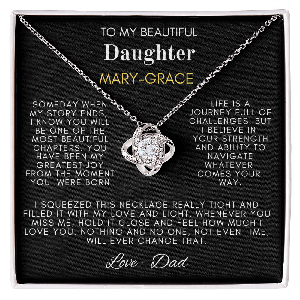 To My Beautiful Daughter Love Knot Necklace