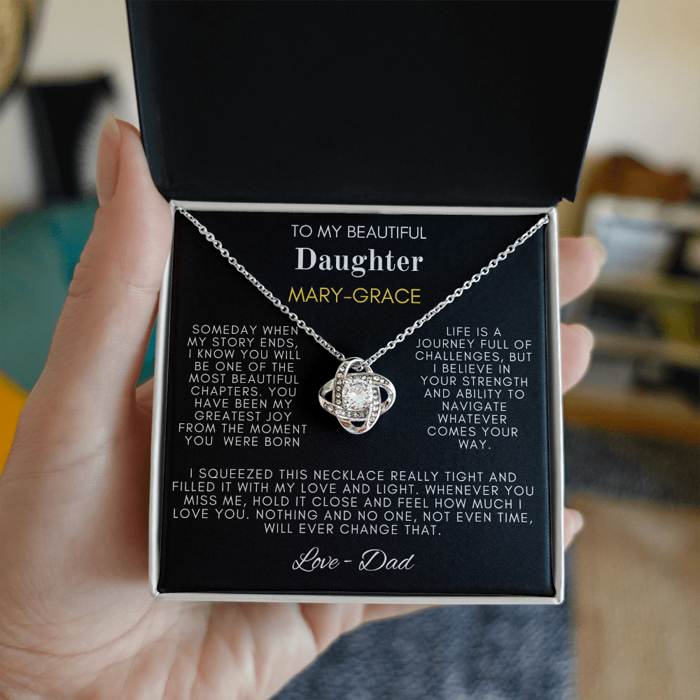 To My Beautiful Daughter Love Knot Necklace