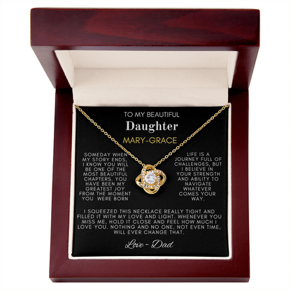 To My Beautiful Daughter Love Knot Necklace