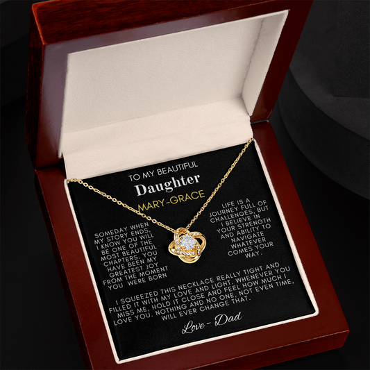 To My Beautiful Daughter Love Knot Necklace
