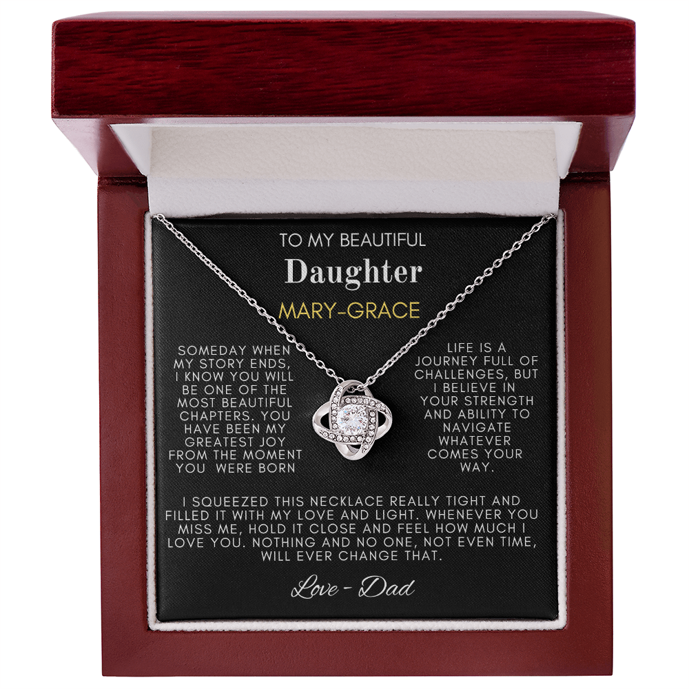 To My Beautiful Daughter Love Knot Necklace