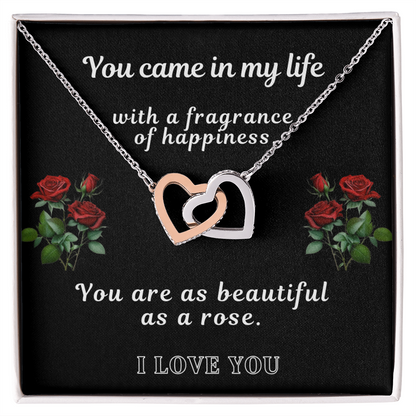 Beautiful As A Rose - Interlocking Hearts Necklace