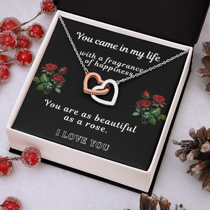 Beautiful As A Rose - Interlocking Hearts Necklace